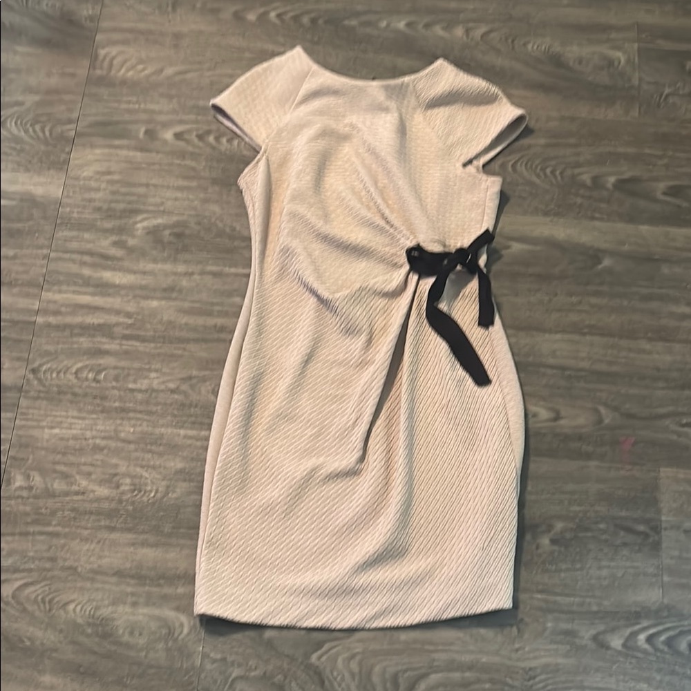 Taylor Cream Asymmetrical Sheath Dress Cap Sleeve